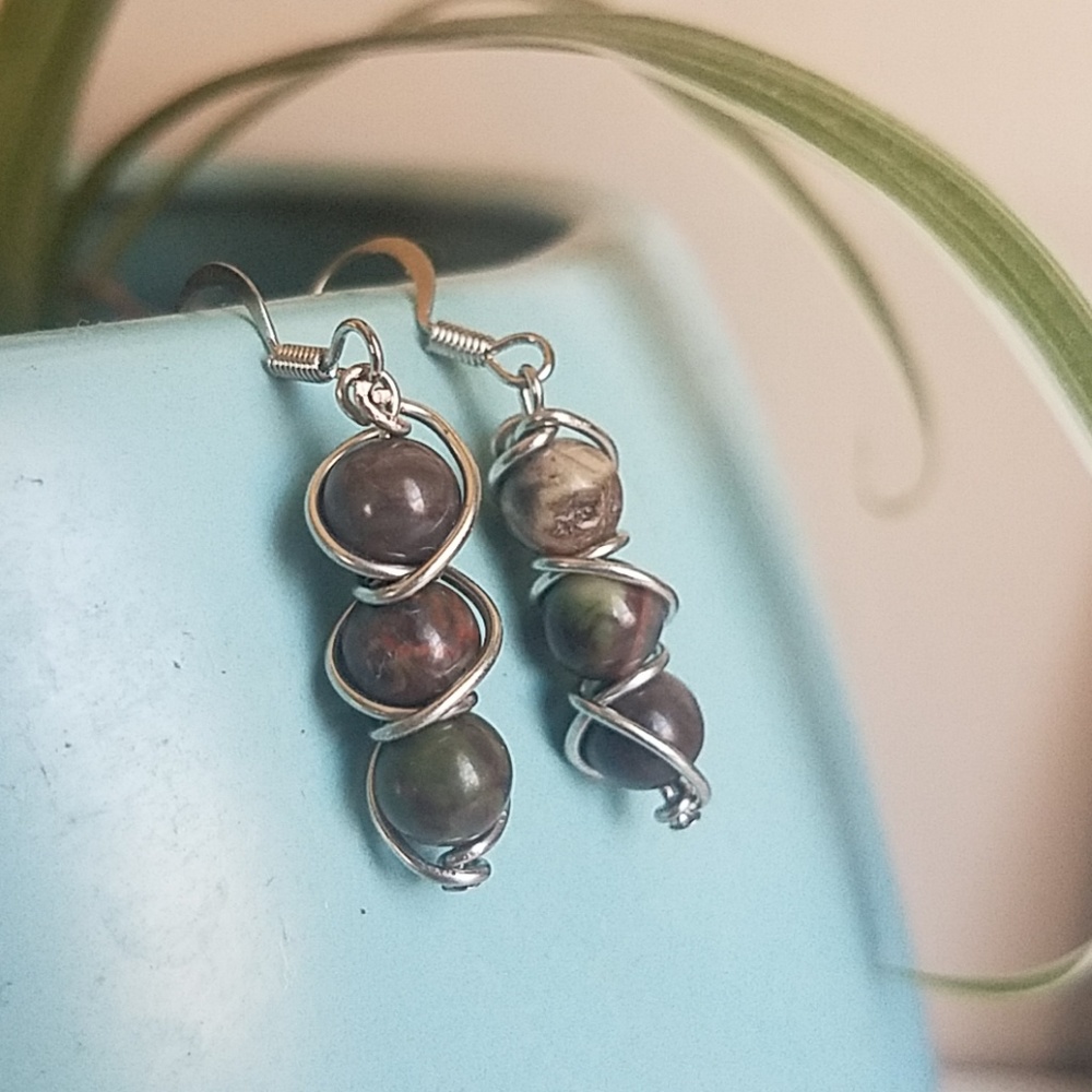 Handmade rock bead earrings